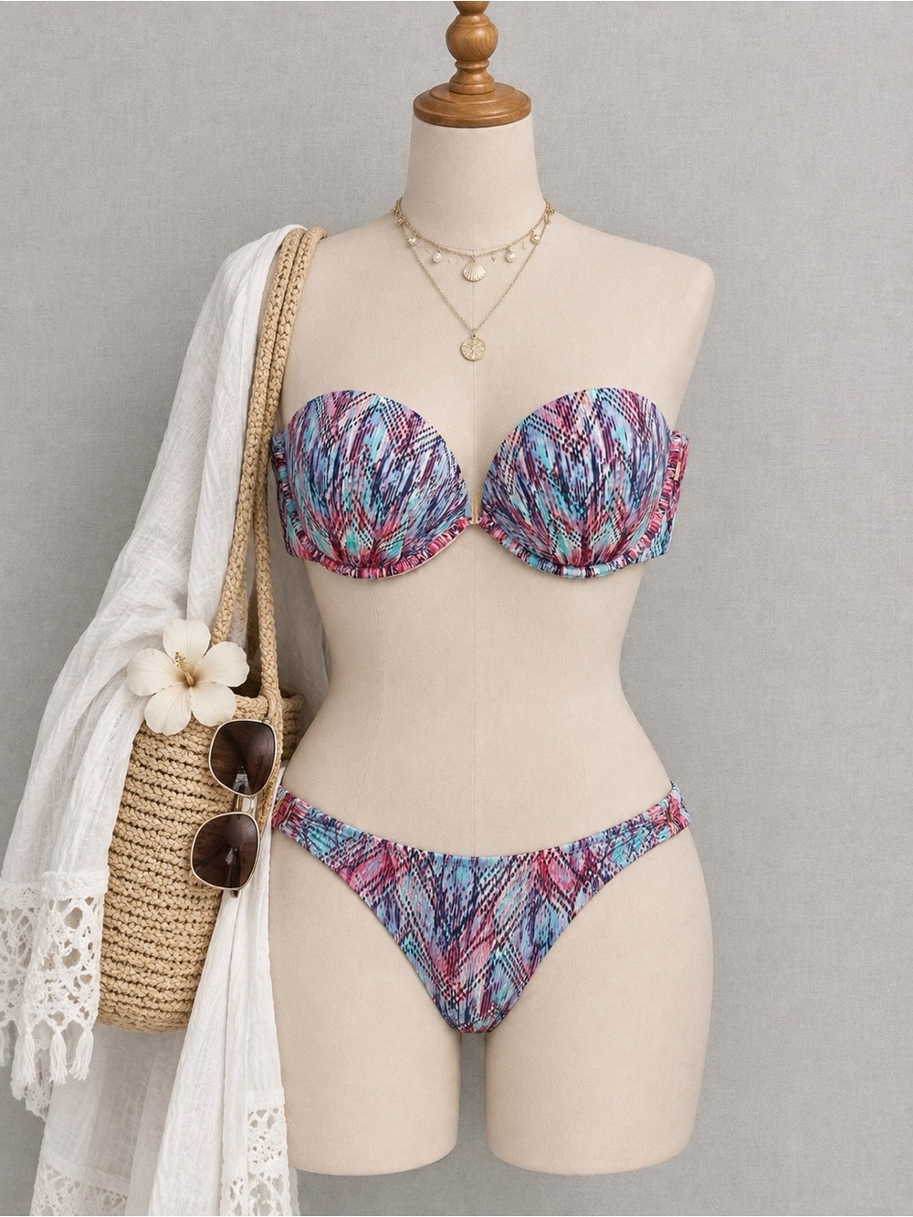 La Vie En Rose Aqua Colorful Striped Bra